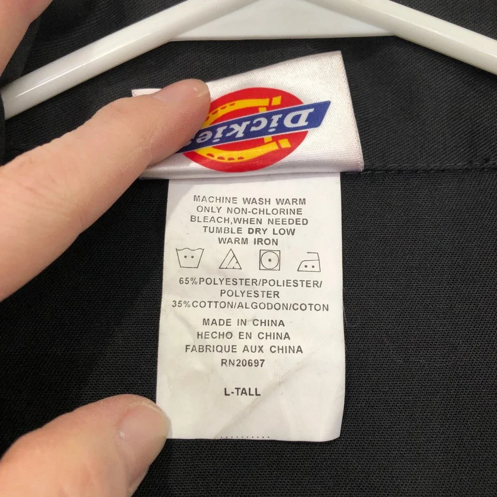 Dickies Black Coverall Jumpsuit Workwear Gold‎ Zipper Front Black L-Tall - Picture 5 of 16